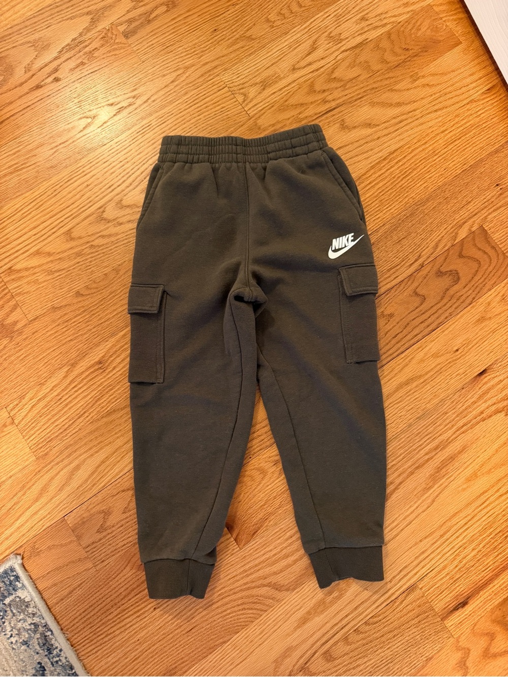 Nike Kids Olive Green Cargo Joggers with Logo